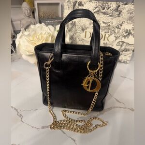 Dior Black Tote with Gold Chain Accents